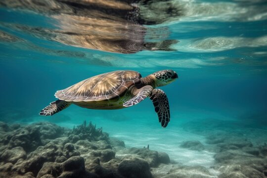 Sea turtle swimming in the ocea
