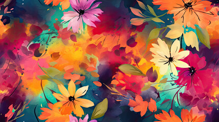 Fototapeta na wymiar Seamless Flower Summer Pattern Background