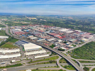 Silvota industrial park, aerial view, Llanera, Asturias, Spain