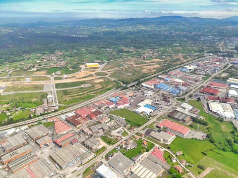 Bobes industrial park, aerial view, Siero, Asturias, Spain