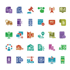Transportation Icons, vector, courier, parcel, tracking, network, transport law, package, driver, lorry, transporter vector illustration
