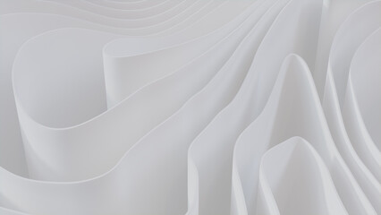 White 3D Undulating lines arranged to create a Light abstract background. 3D Render.  