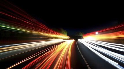 Fototapeta na wymiar Night Drive, The Blurred Lights of Urban Transportation,