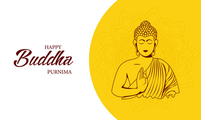 Happy Buddha Purnima festival of Jain Hindu, Illustration of Gautam Buddha, Banner, poster and flyer design.