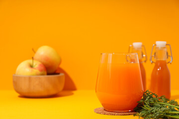 Concept of healthy nutrition and diet with Carrot juice