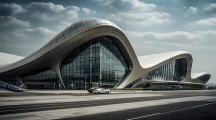 Exterior view of a modern building, Ai Generative.