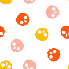 Seamless pattern with colorful halloween skull