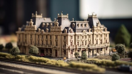 Fototapeta na wymiar Model miniature of a castle, Ai Generative.