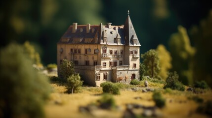 Fototapeta na wymiar Model miniature of a castle, Ai Generative.