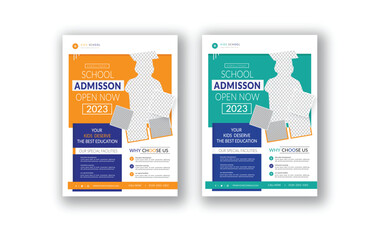 education admission flyer or poster design template or Junior School College Education Flyer & Poster
