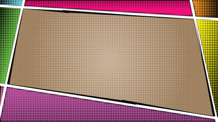 Comic style wallpaper. Empty cartoon frame. Colorful background material art. Vector comic art.