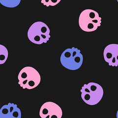 Seamless pattern with colorful halloween skulls
