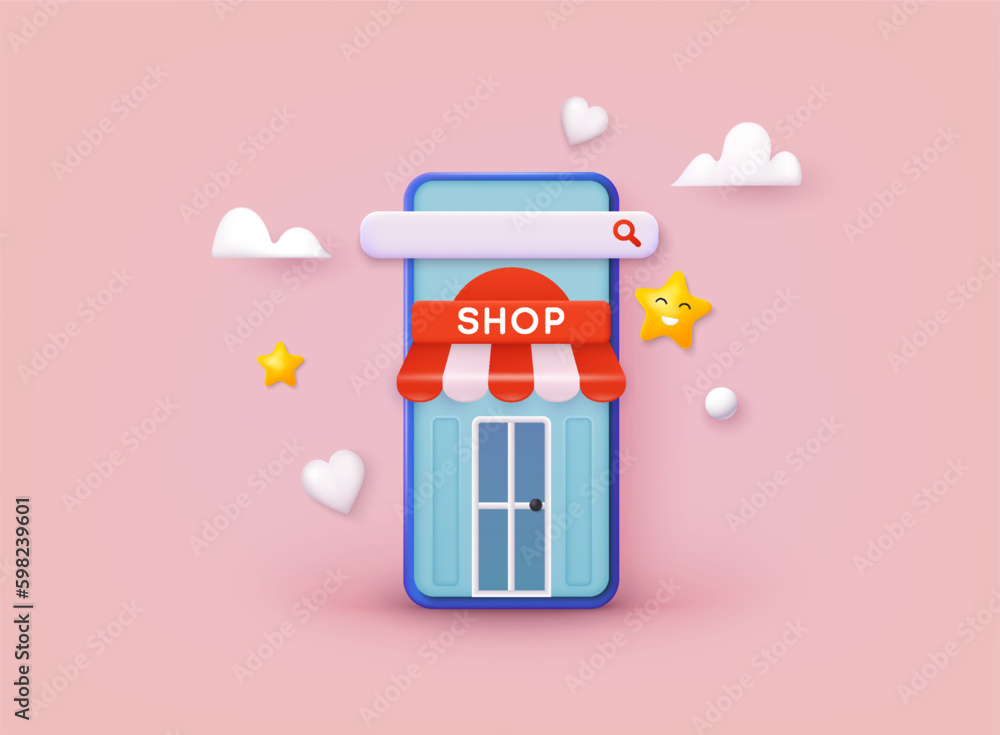 Poster online shopping on application and website concept, digital marketing online, shopping cart with new