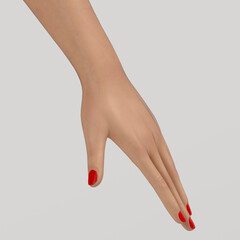 Girl Hand With Red Colored Nails 