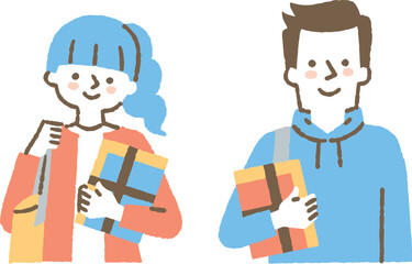 教科書を持っている大学生_色