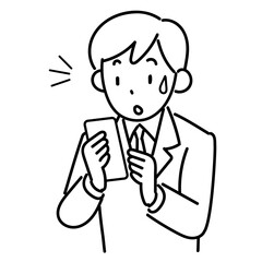 スマホを見て困惑するビジネスマンの上半身