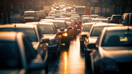 Fototapeta na wymiar congestion on the road. transport workers strike concept. Generative AI Generative AI