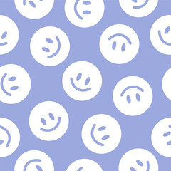 Purple seamless pattern with white happy face