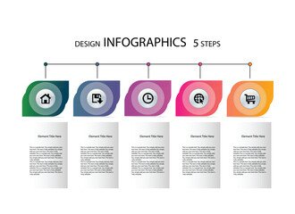 Infographic design with icons and 5 options or steps. Graphics for business concepts Can be used for presentation banners. workflow layout process diagrams flowcharts data graphs