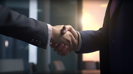 Businessmen making handshake with partner, greeting, dealing, merger and acquisition, business cooperation concept, for business, finance and investment background, Generative AI - obrazy, fototapety, plakaty
