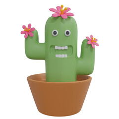 3D rendering cactus cartoon model