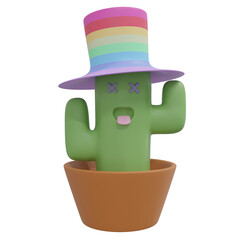 Fototapeta premium 3D rendering cactus cartoon model