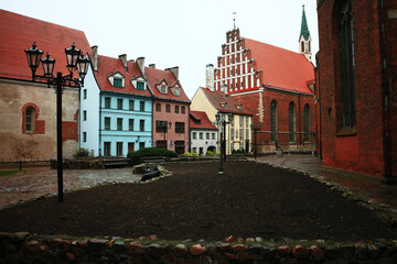 Small square in Lithuania - obrazy, fototapety, plakaty