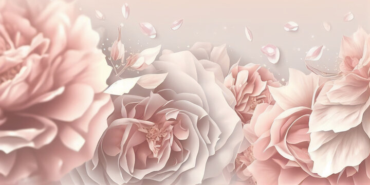 roses in soft pink color wedding design background