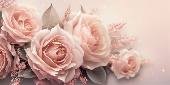 roses in soft pink color wedding design background