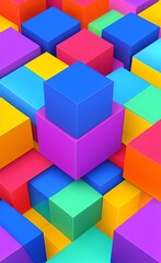 Fototapeta na wymiar Bright colourful abstract cubes geometric texture - AI generative art