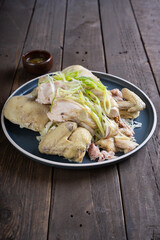 delicious steamed chicken with freshly chopped scallions on top