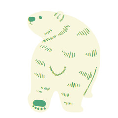 レトロな振り返る手描きのホッキョクグマのイラスト