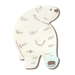 水彩風_振り返る手描きの白クマのイラスト