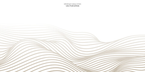 Vector abstract line art wavy smooth flowing dynamic grey gradient isolated white background in concept luxury, wave, ocean, mountain