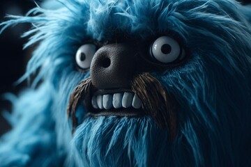 A hairy blue monster. Generative AI