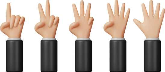3D Set of Hands Shows Fingers