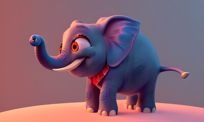 Cute baby elephant, cartoon character. Funny animals 3d vector icon