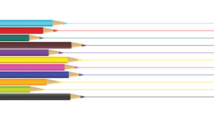 wooden color pencils on a white isolated background, Drawing colors, multicolour, colour pencils with lines