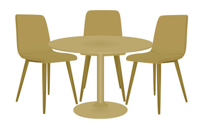 Coffee table and three chairs. vector illustration