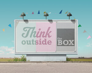 Inspirational advertisement: think outside the box