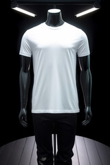 white t-shirt on vantablack street style inspired mannequin