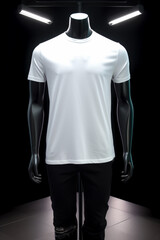 white t-shirt on vantablack street style inspired mannequin