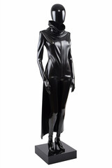 female mannequin, vantablack on clean white background