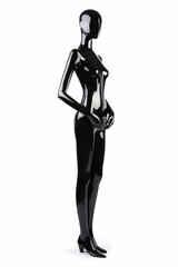 female mannequin, vantablack on clean white background