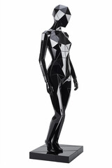 female mannequin, vantablack on clean white background