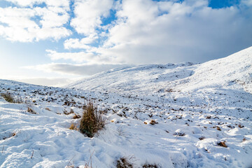 Fototapeta na wymiar Glenveagh National Park covered in snow, County Donegal - Ireland