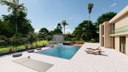 villa design with jacuzzi pool