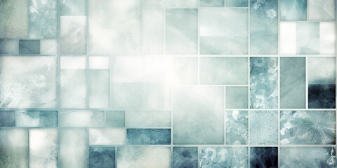AI-generated image of a textured mosaic of light and dark grey tiles with a bright light flare.