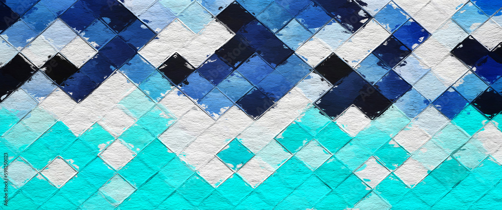 Wall mural colorful abstract mosaic with a rough texture background. colored square pattern background. picture