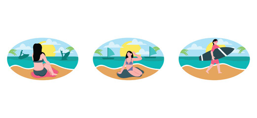 Flat Bundle Weekend Activity Design Illustration